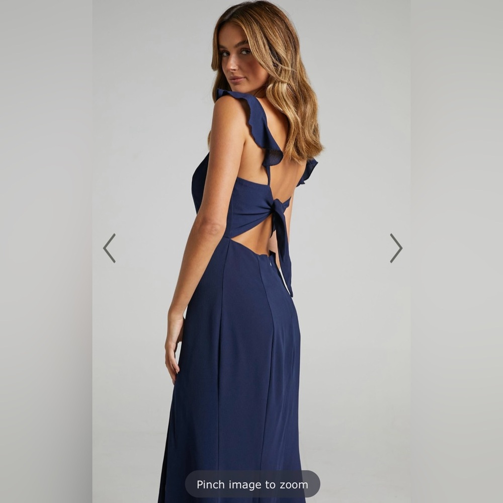 Showpo Navy Maxi Dress with High Thigh Slit